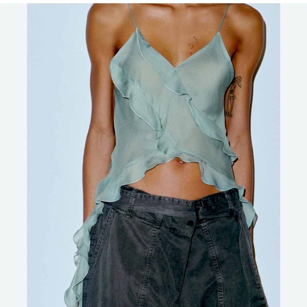 Zara semi sheer camisole tank blouse small new